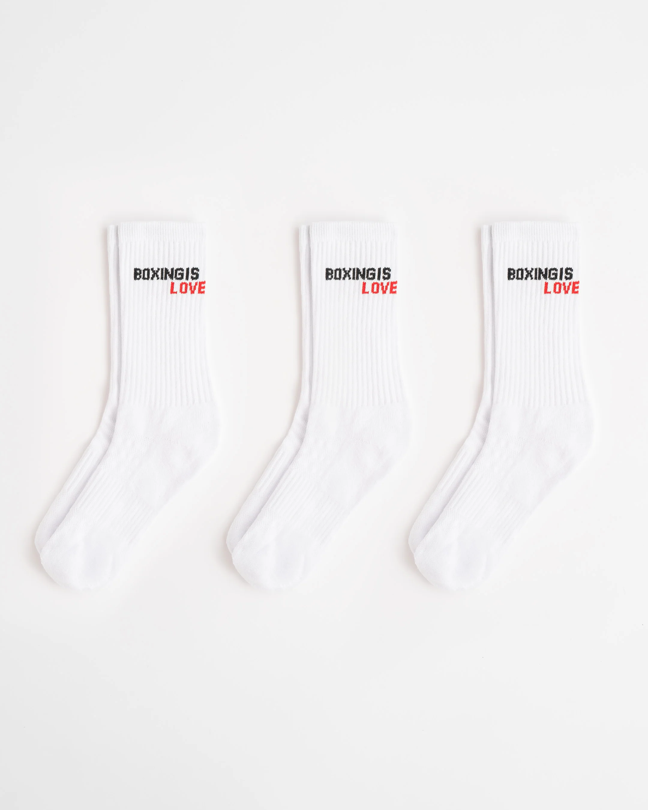 Boxing Is Love Crew Socks (3 Pairs) - White - Image 5