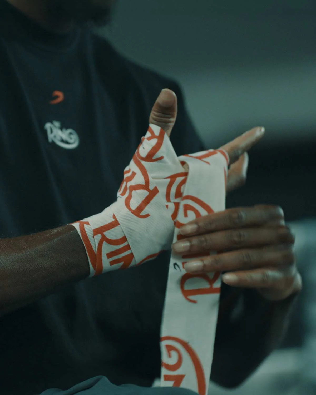 Ring x BOXRAW 180" Hand Wraps - Beige/Red - Image 3