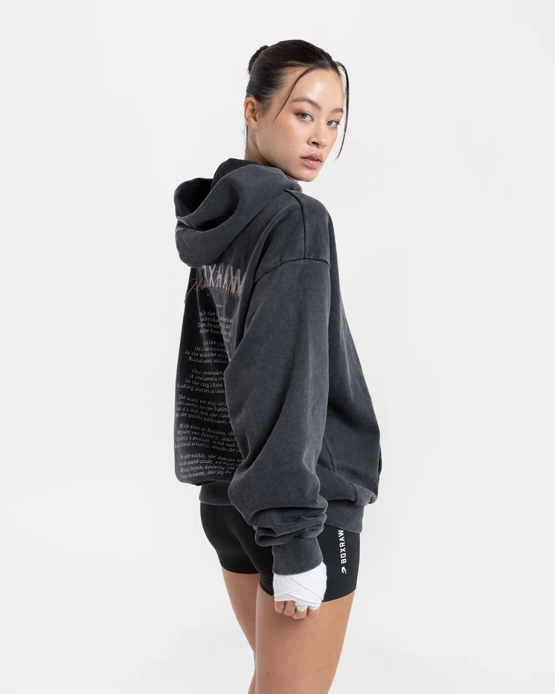 Poetry In Motion Oversized Hoodie - Washed Black - Image 6