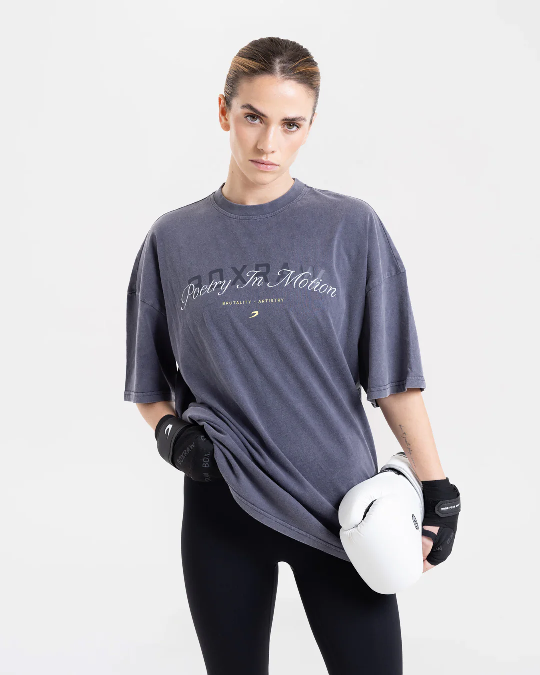 Poetry In Motion Oversized T-Shirt - Washed Navy - Image 3